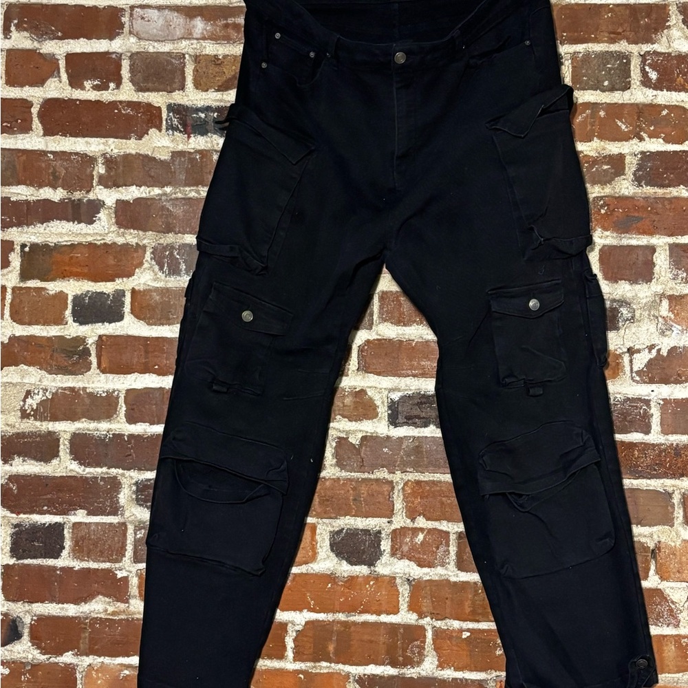 Fashion Nova Black Wide Leg Cargo Jumpsuit Pants